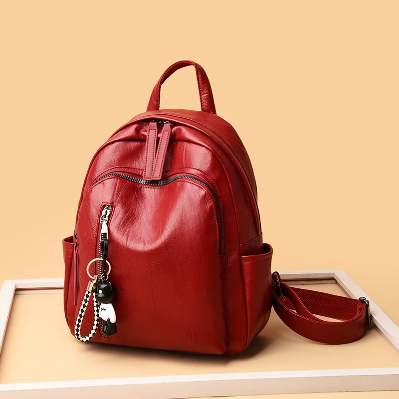 

2021 New Hot Sale Women Backpacks Casual High Capacity Travel Backpack High Quality Soft Pu Leather School Bags for Teenage Girl