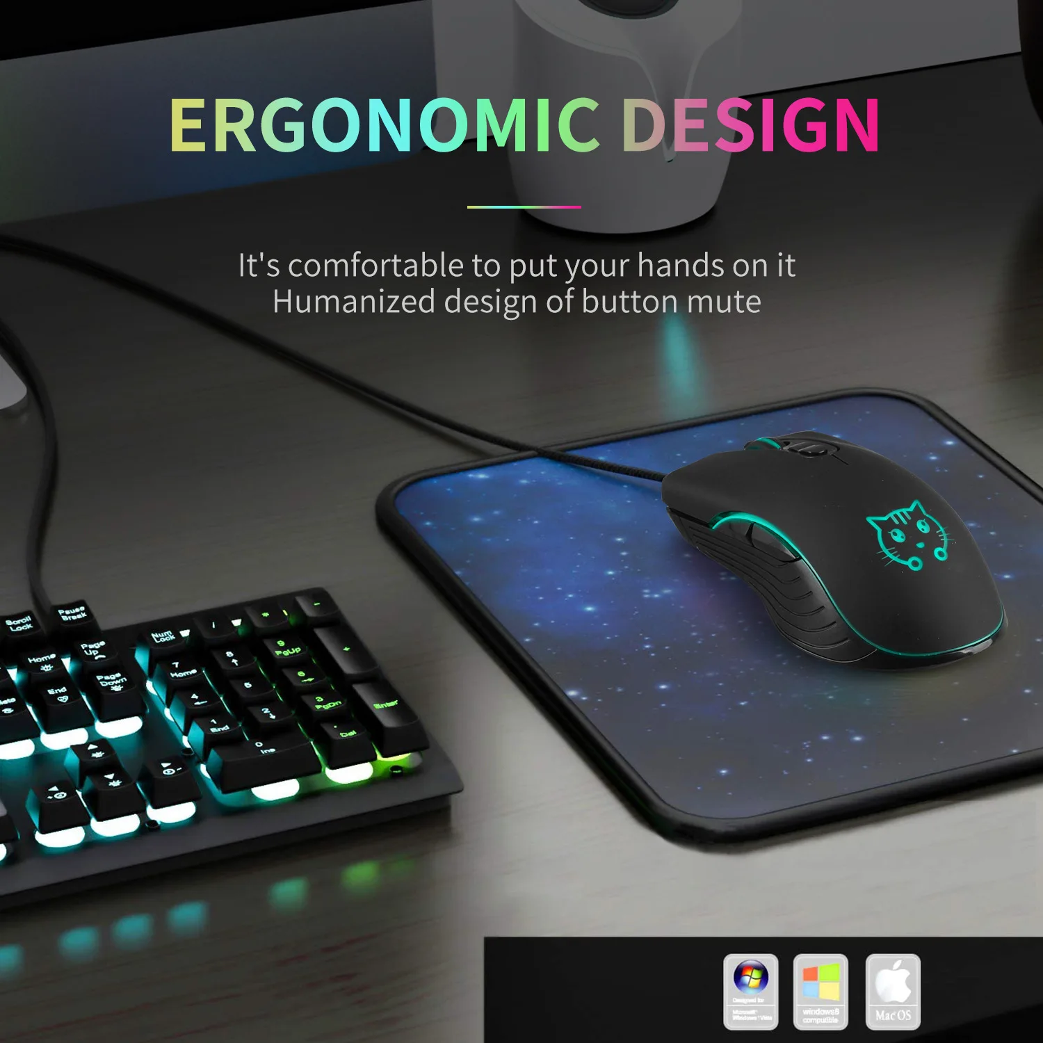 Мышь Компьютерная CHUYI 6D с RGB подсветильник кой 2400DPI оптический сенсор - купить по