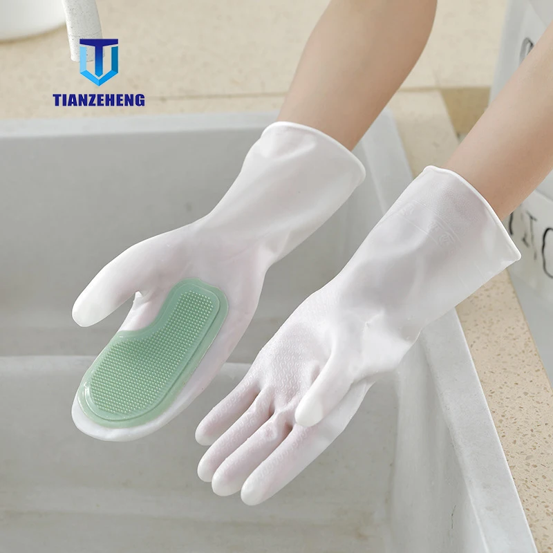 

Волшебные силиконовые перчатки для мытья посуды, перчатки для уборки дома, водонепроницаемые пластиковые кожаные прочные кухонные принадл...