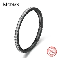 modian exquisite punk rock black ring 925 sterling silver finger rings charm clear cz finger rings for women girls fine jewelry