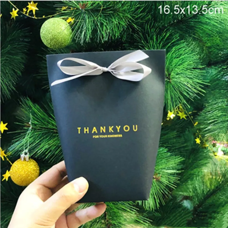 Thankyou16.5x13.5cm 5 шт. Merci спасибо черный белый бронзированный мешок конфеты спасибо Свадебные сувениры Подарочная коробка посылка подарок на день рождения - Цвет: Thankyou16.5x13.5cm
