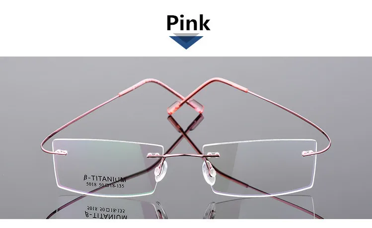 C7 Pink Классические мужские чистые титановые ультралегкие очки без оправы оптическая Оправа очков для близорукости ультралегкие титановые очки без оправы - Цвет оправы: C7 Pink
