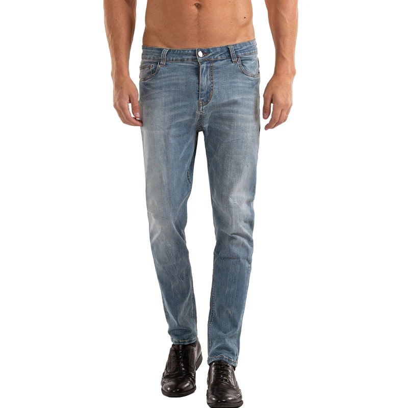 

Heyfanee Pants Mens Slim Fit Jeans Blue Skinny Stretch Denim Trousers for Men Straight Leg Brand Classic Male Clothing HF117