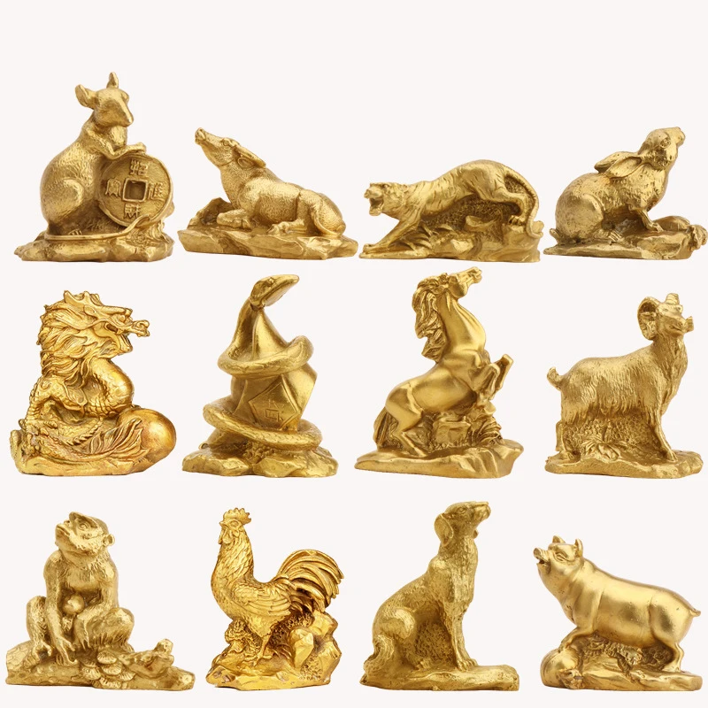 Фэн шуй украшения из чистой меди 2/4/6 дюймов крыса бронзовые предметы в двенадцати