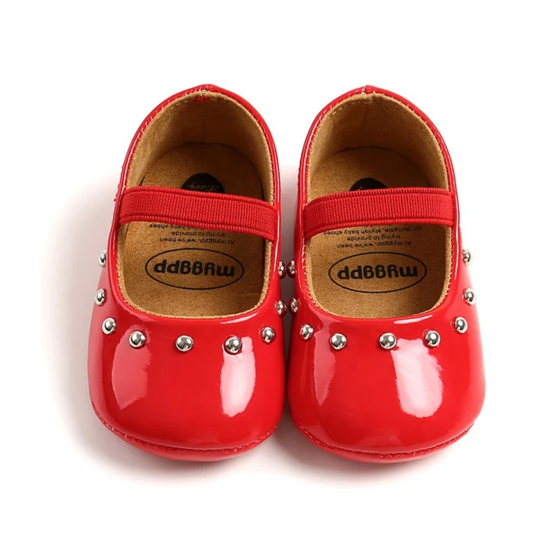 

Baby Moccasins Baby Girl Shoes PU Leather Rivet Princess Shoes Soft Sole Anti-slip First Walkers Newborn Girls Shoes 12