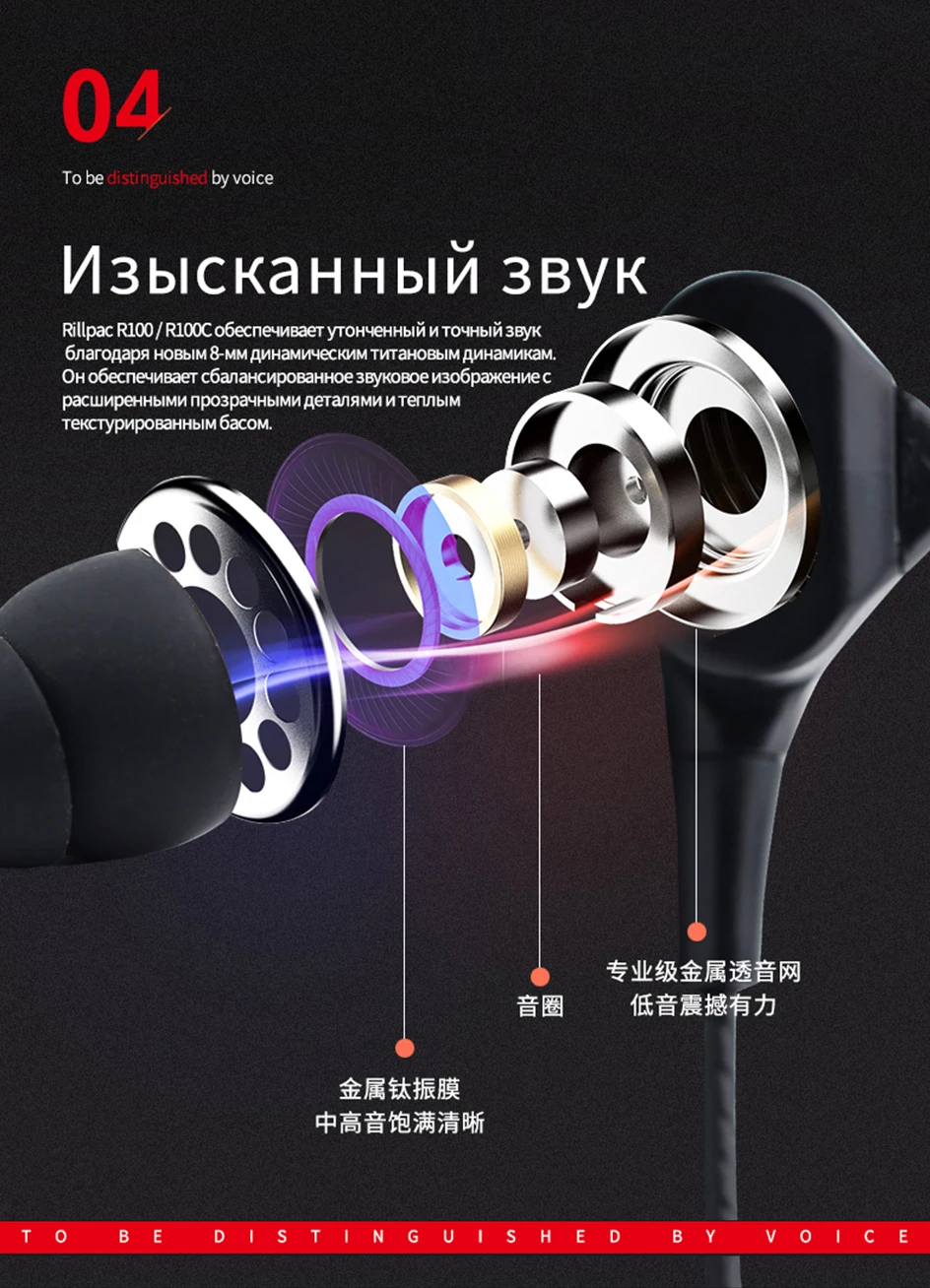 Rillpac R100 8 мм титановый Динамический драйвер шумоизоляция HiFi наушники-вкладыши справочные серии Наушники