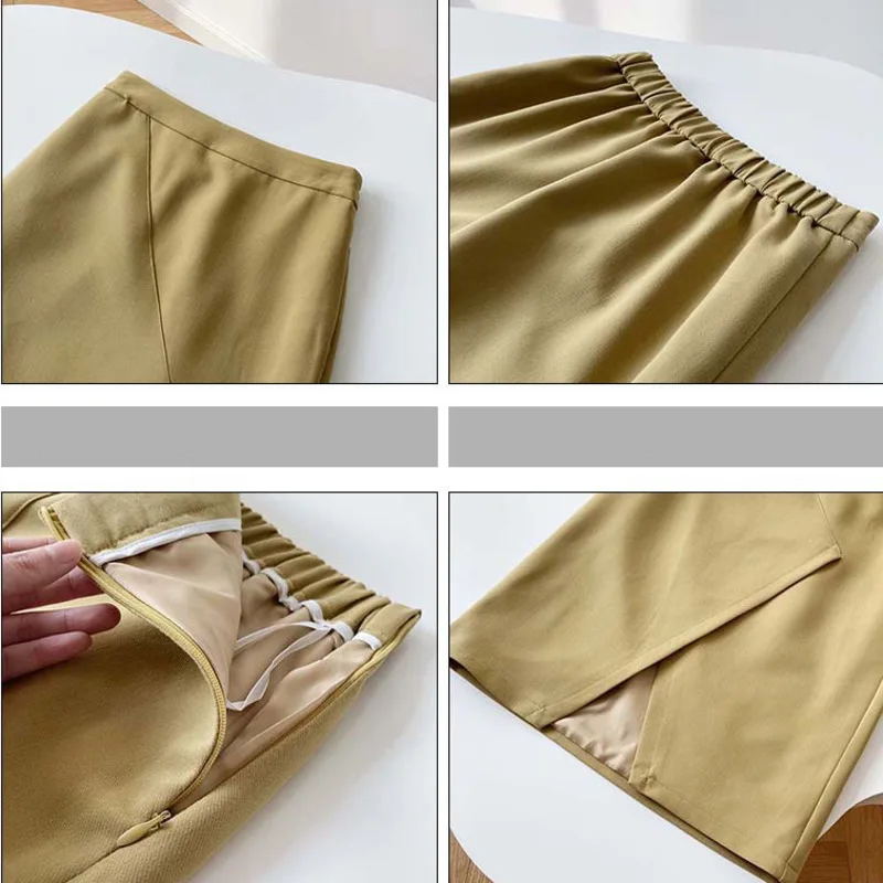 

Mozision High Waist Side Split Skirt Women 2021 New High Waist A-line Irregular Skirts Ladies Casual Loose Elegant Skirt Bottom