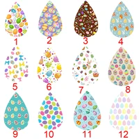 48pcsset teardrop easter day color leather earrings diiy easter egg accessories wholesale