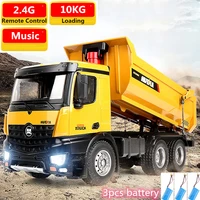 large size alloy high simulation remote control dump truck with light music sound 10kg loading engineering vehicle lifting toy