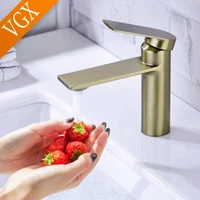 vgx bathroom faucets basin mixer sink faucet gourmet washbasin taps water tap hot cold tapware brushed golden brass f601 101g