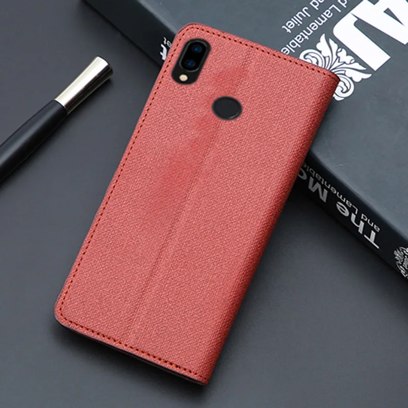 Red-brown Флип-чехол для телефона для Xiaomi mi 5 5S 8 9 9T A1 A2 A3 lite max 3 Poco F1 искусственная ткань текстуры для Red mi 6 Note 7 4 4X5 Pro Plus чехол - Цвет: Red-brown