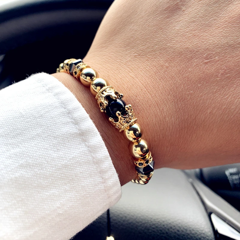 Мода двойной браслет с шармом короной Для мужчин 2020 Королевский Регулируемый