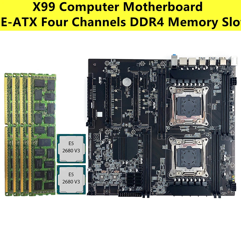 

Brand New X99 Motherboard LGA 2011-3 Dual CPU 8 DDR4 Memory Slot 256G PCI-E 16X SATA2.0 NVME M.2 Interface For Desktop Chia SSD