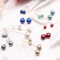 80 hot sale earrings u shaped double sided faux pearl gold plated ear dangle jewelry for women