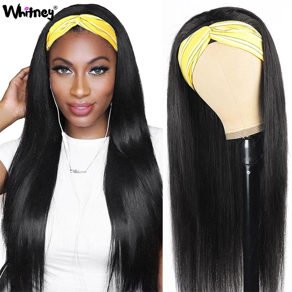 

Bone Straight Headband Wig Peruvian Remy Human Hair Wigs For Women 30 Inch Glueless Human Hair Wig 180% Density Shuangya Hair