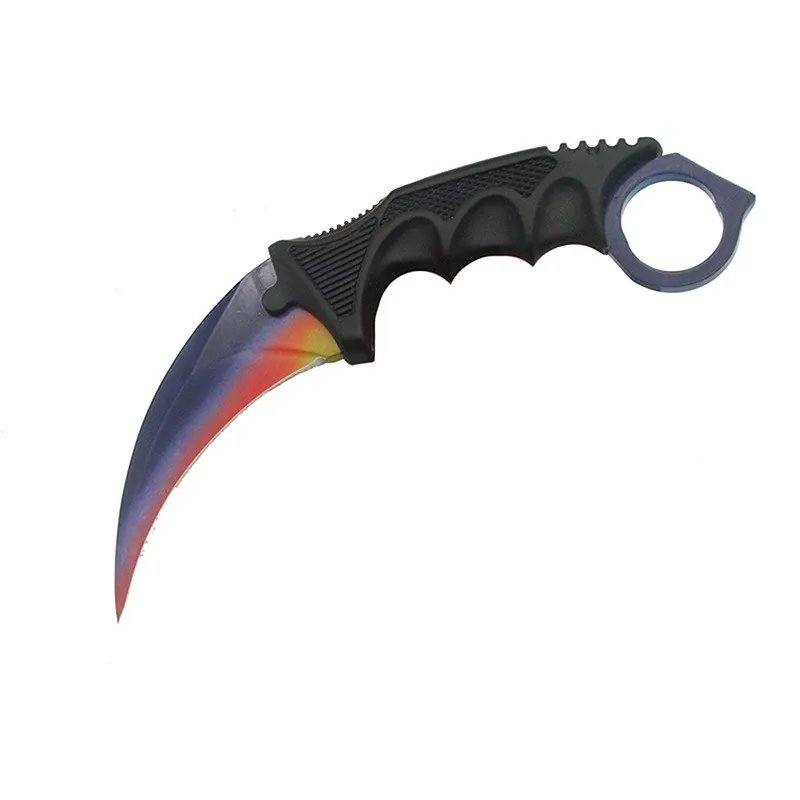 HS инструменты Karambit нож из нержавеющей стали тактический нож с неподвижным клинком нож с оболочкой и шнуром хороший нож для охоты кемпинга выживания - Цвет: Three Color Change