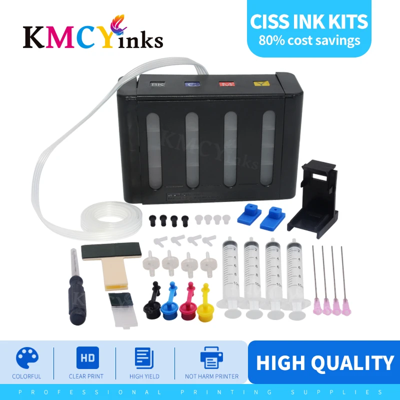

KMCYinks 4 Colors DIY CISS kits for HP 121 122 140 141 300 301 302 21 22 61 650 652 651 INK cartridges