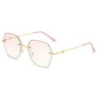 women new fashion elegant crystal anti blu ray ultralight oversized rimless polygon designer glasses frame eyeglasses