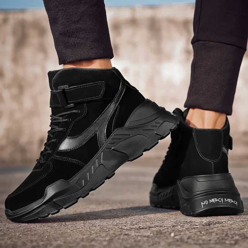 Замшевые Кожаные мужские повседневные ботинки высокие ботильоны для отдыха