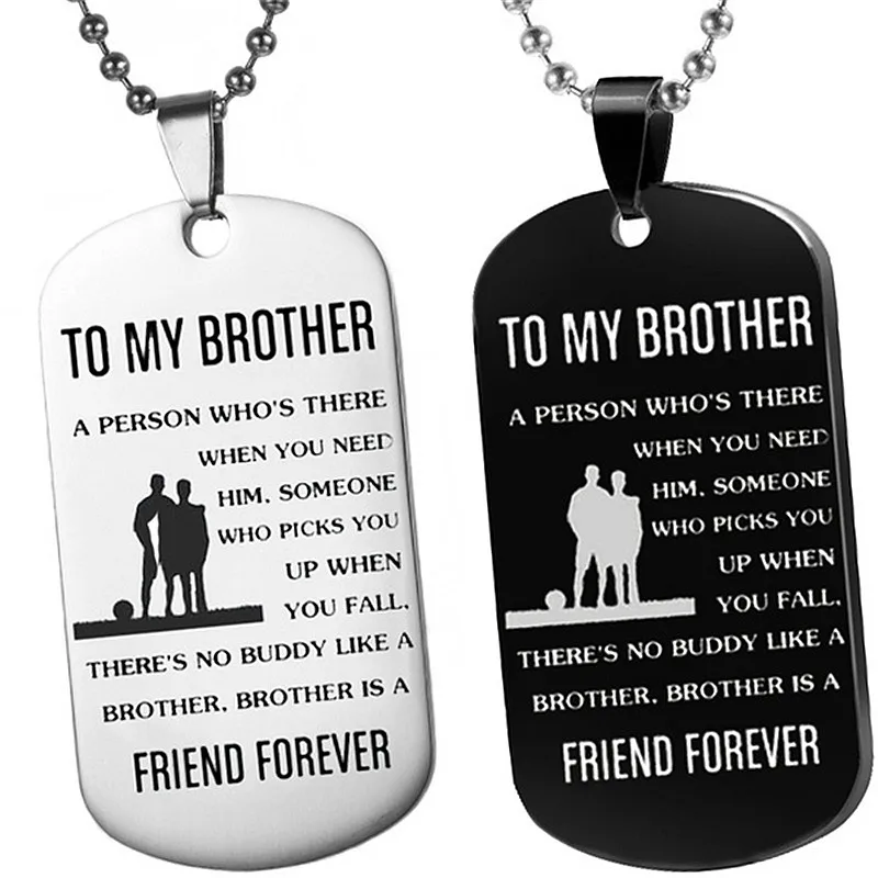 

Engraved with Love Information Stainless Steel Military Necklace Pendant, Birthday/Christmas/Easter Gift For Brother