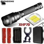 Мощный тактический светодиодный фонарик CREE XHP70, 18650 лм, телескопический масштабируемый фонарь, мощный фонарь с батареей