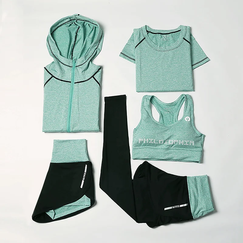 5pcs set female yoga suit fitness clothes sports clothing for female workout athletic race yoga sets suit
