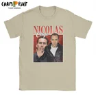 Николя клетка уход за кожей лица мем футболка для мужчин натуральный хлопок в винтажном стиле; Футболки с круглым вырезом, футболки с короткими рукавами одежда; Подарок на день рождения