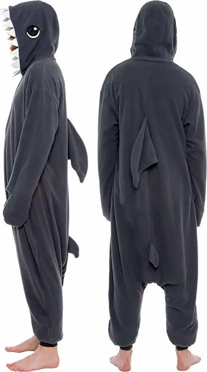 Пижама-Кигуруми для взрослых костюм косплея комбинезон в виде серой акулы лемура