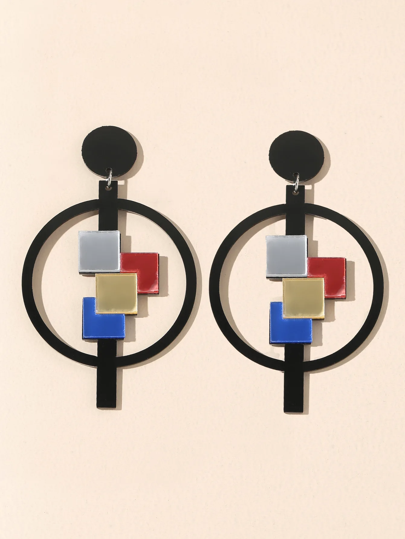 

New Punk Black Round Acrylic Drop Earring for Women Geometric Colorful Long Dangle Earrings Fashion Party Jewelry Accessories