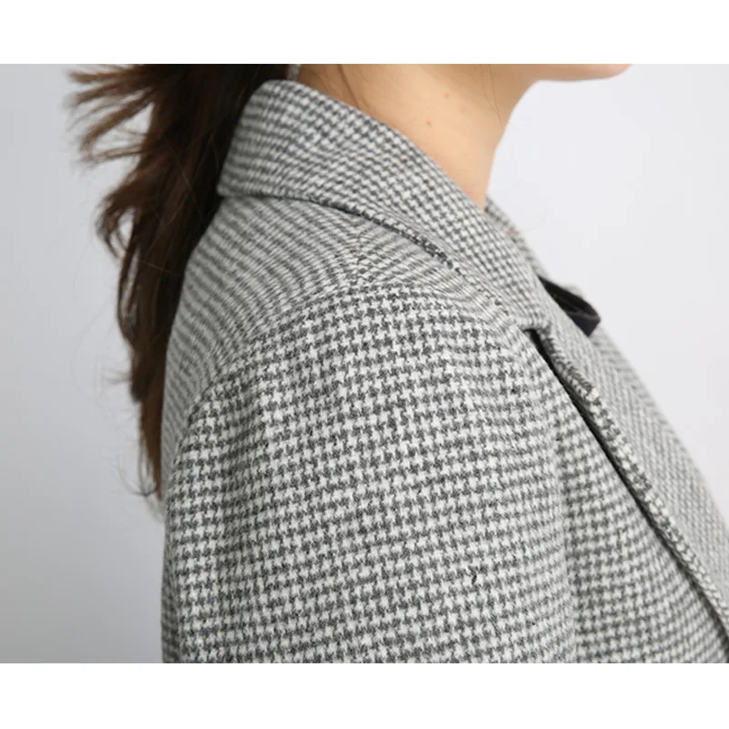 2019 приталенный Блейзер в клетку с одной пуговицей и длинными рукавами Женский