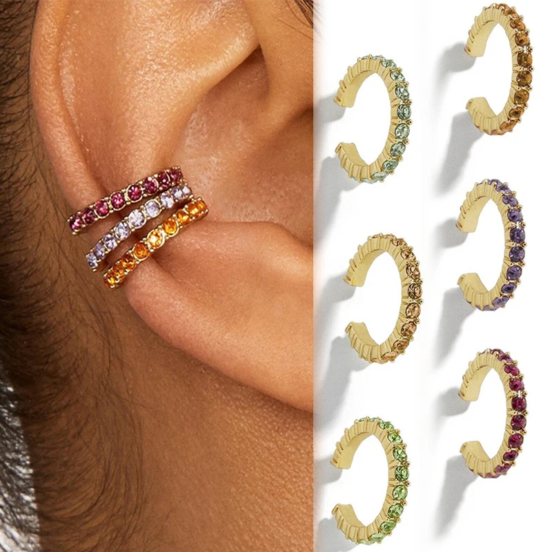 

6 Pcs/Set Ear Cuff Clips Unique C Shaped CZ Rhinestone Fashion Bohemia Stackable Small Earcuffs Earrings Women Wedding Jewelry