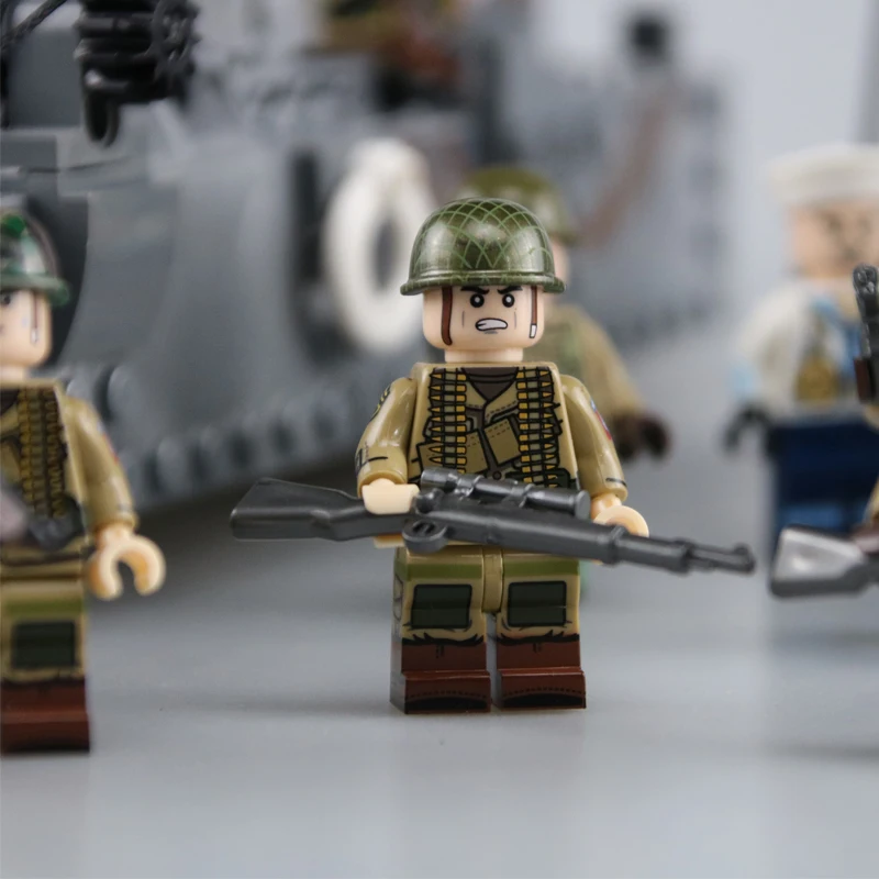 Военные США армия LCM3 посадочная лодка строительные блоки WW2 солдаты военной армии фигурки оружие запасные части для ружья Кирпичи игрушки для детей