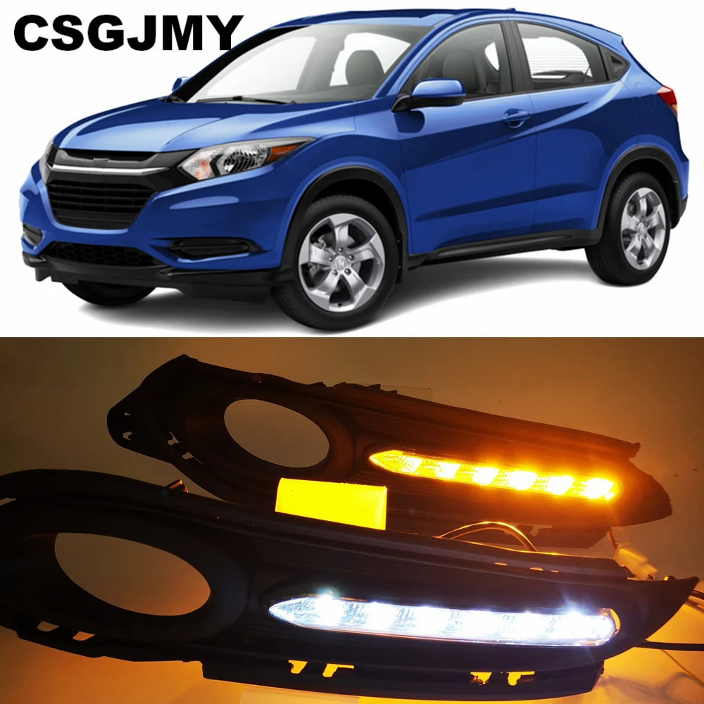 Для Honda HRV HR-V Vezel- DRL водительский дневной ходовой светильник DRL с поворотным сигналом автомобильный противотуманный фонарь реле Дневной светильник