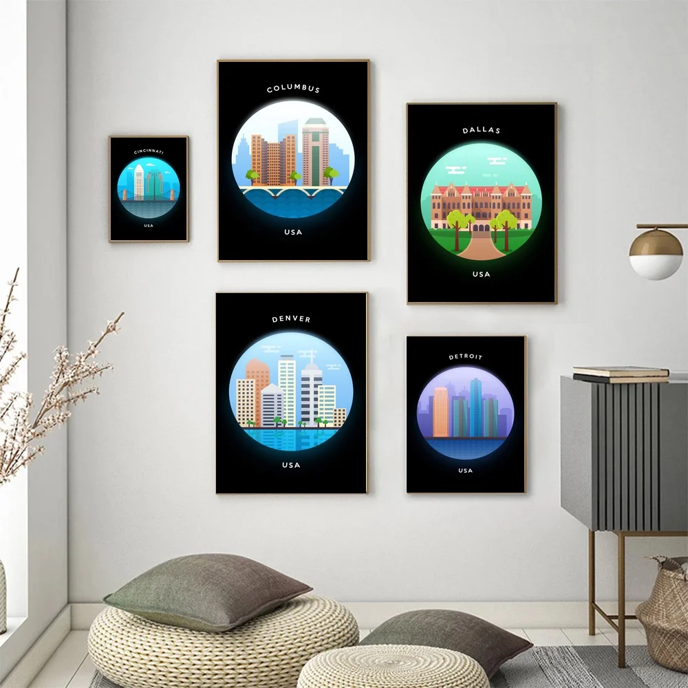 Карта путешествий из Соединенных Штатов Цинциннати Коламбус Даллас Денвер