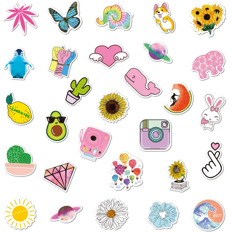 

100PCS Personalized Cartoon Graffiti Stickers PVC Waterproof Material DIY Luggage Skateboard Computer Mobile Phone Cute Stickers