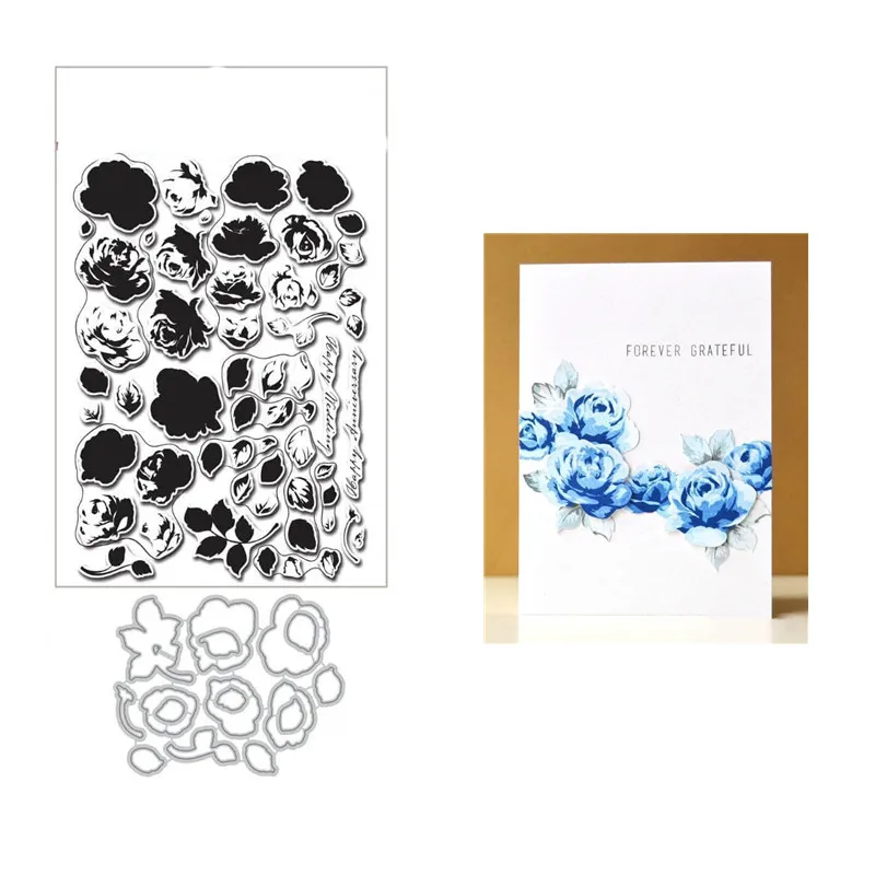 

Cutting Dies And Blooming Flower Stamps Scrapbooking Stencil For Decor Embossing Stamp DIY Greeting Card Handmade Navidad 2021