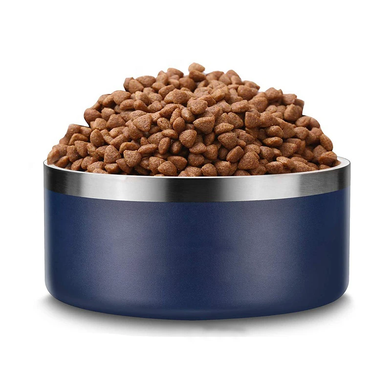 

Hot Sale Pet Feeding Bowl Double Wall Stainless Steel Dog Bowls with Silicone Ring Food Feeder Container Pets Plate for Outdoor
