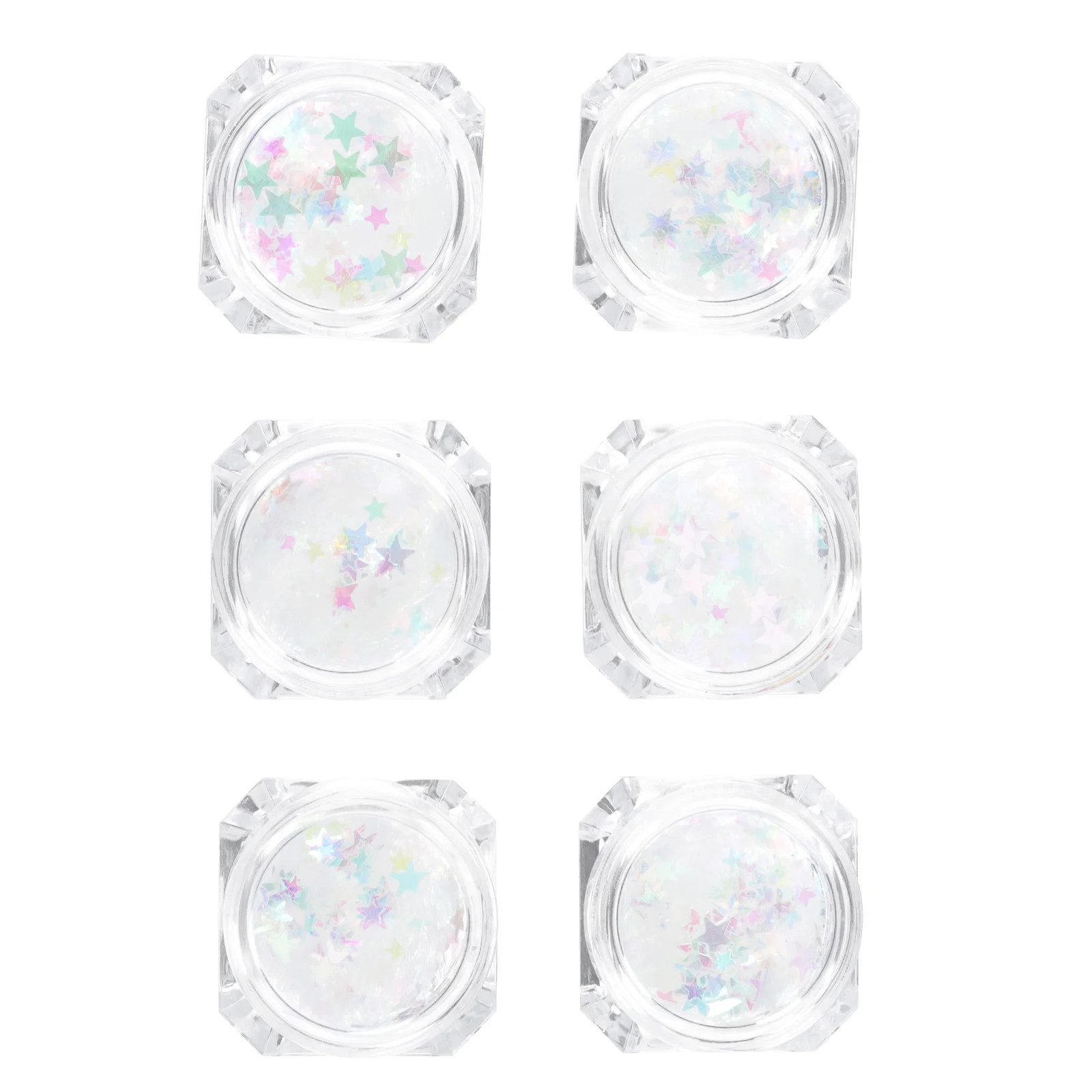 

6 коробок для маникюра, яркие блестки в форме сердца и звезды для украшения своими руками