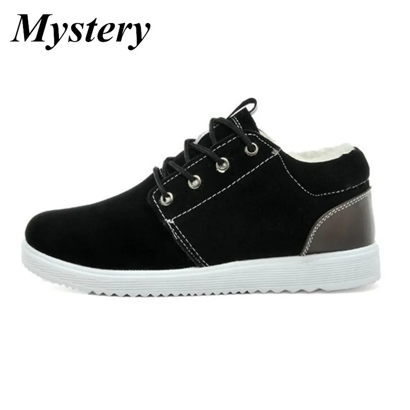 Мужские теплые зимние ботинки на меху Плюшевые ботильоны Плоском Каблуке сезон