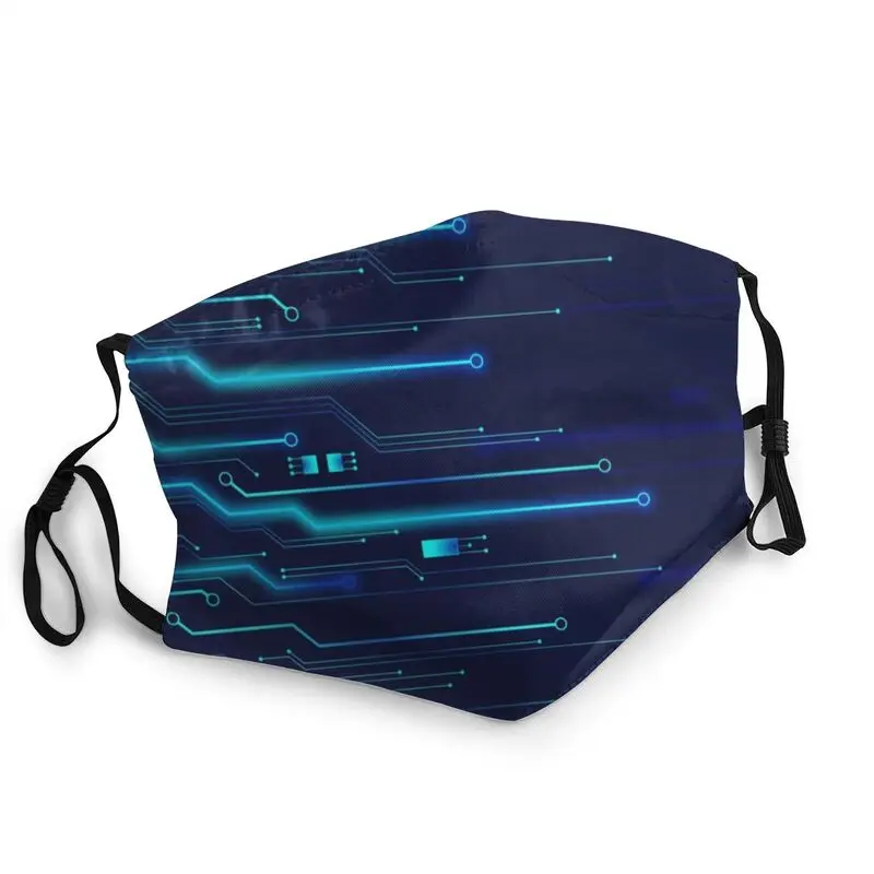 

Neon Circuite Board Mask Dustproof Non-Disposable Science Computer CPU Face Mask Protection Cover Unisex Respirator Mouth Muffle