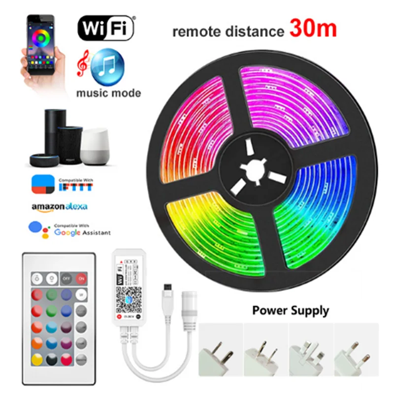 Светодиодный светильник полоски контроллер Wi Fi Гибкая RGB 5050 украшения сзади