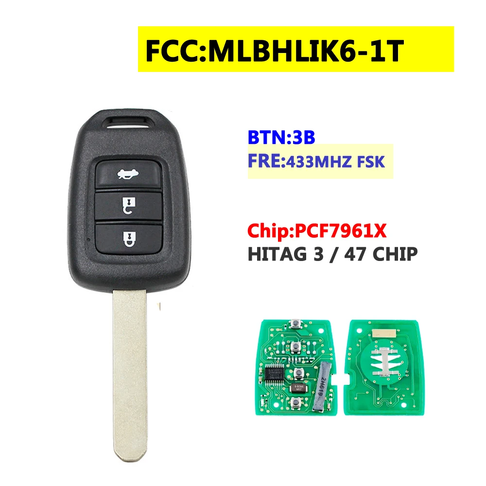 

MLBHLIK6-1T Remote Key For Honda CRV HR-V 3Button 433Mhz