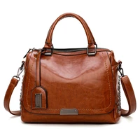 womens bag european and american retro handbag oil leather rivet womens bag slanted bag womens single shoulder bag