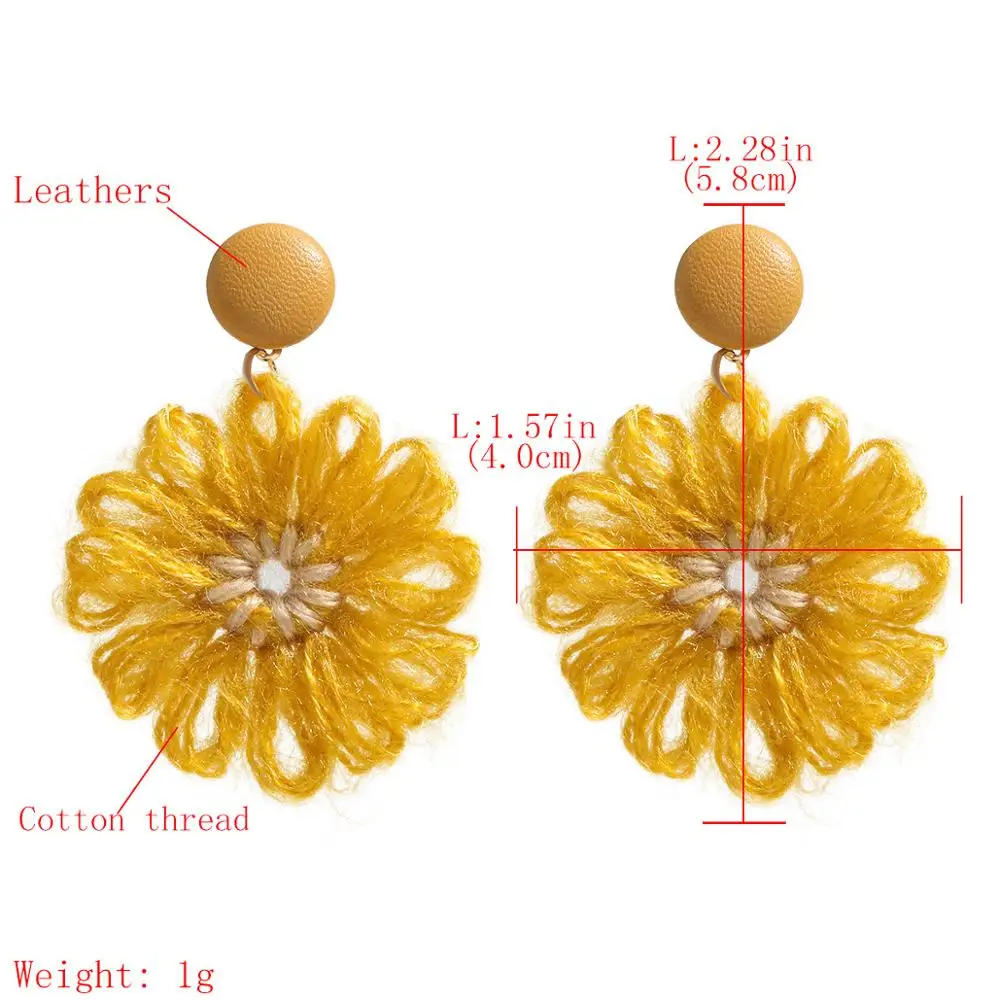 Wgoud Autumn and Winter Cotton Braid Flower Drop Earring Fashion Vintage Style Pearl PU Handmade Dangle Floral | Украшения и