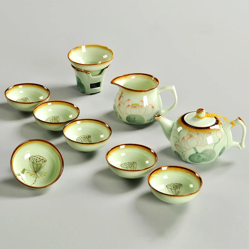 

Высококачественный чайный сервиз с ручной росписью, китайский керамический чайный сервиз, чайный сервиз, крышка, миска, утечка чая, чашка для дома и гостиниц, чайный сервиз для офиса
