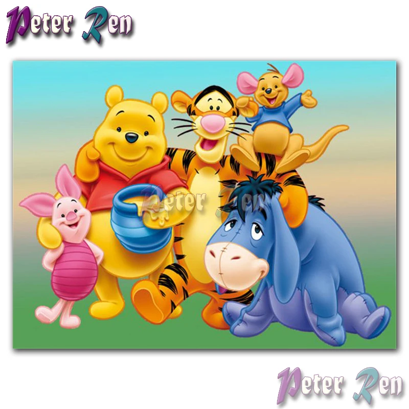 

5d animal Winnie the Pooh painting Diamond of rhinestones Embroider Square/round Mosaic full Cross Stitch Children gift