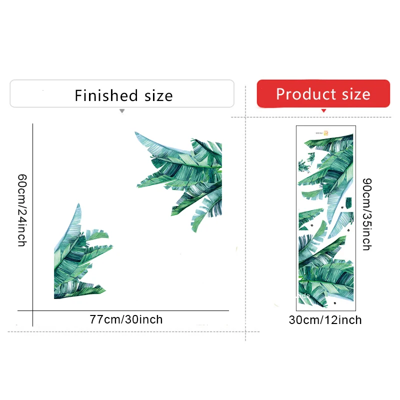 Tropical Green Banana Leaf Wall Stickers for Bedroom Living room Door Decor Removable PVC Vinyl Decals Home Decoration | Дом и сад