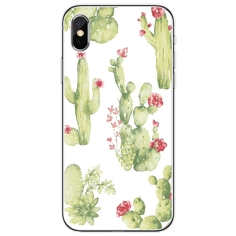 Зеленый чехол кактус Мягкий Силиконовый ТПУ для iPhone 5 5S SE 6 6plus 7 8 plus X XS XR Max 11 |
