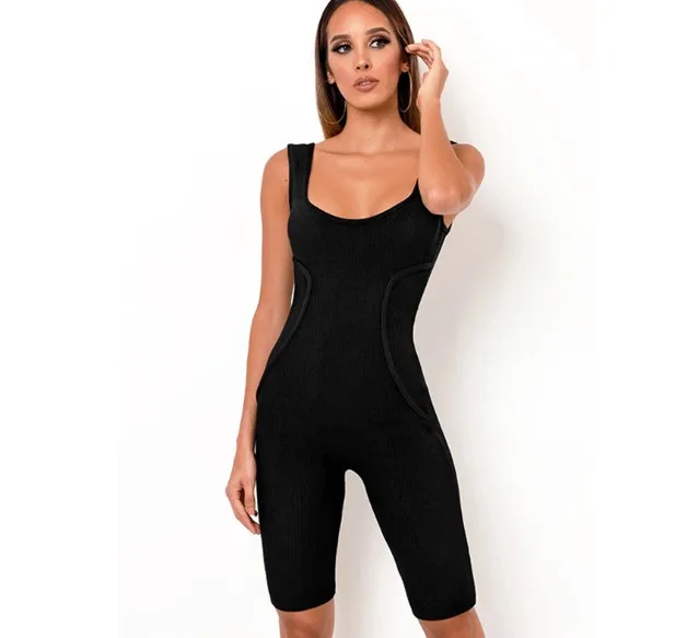 

European Cotton Playsuit Jumpsuits Rompers Female New Fashion Sport Casual Jumpsuit Ladies Sexy Strapless Slim Hip Rompers