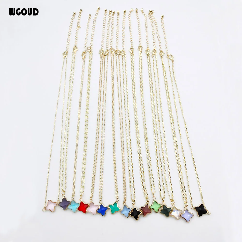 Wgoud красочная подвеска с искусственным кристаллом ожерелье двойной стороной